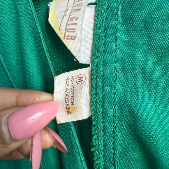 Sahara Club sz M green 100% cotton Vintage 80s vest - Picture 5 of 8